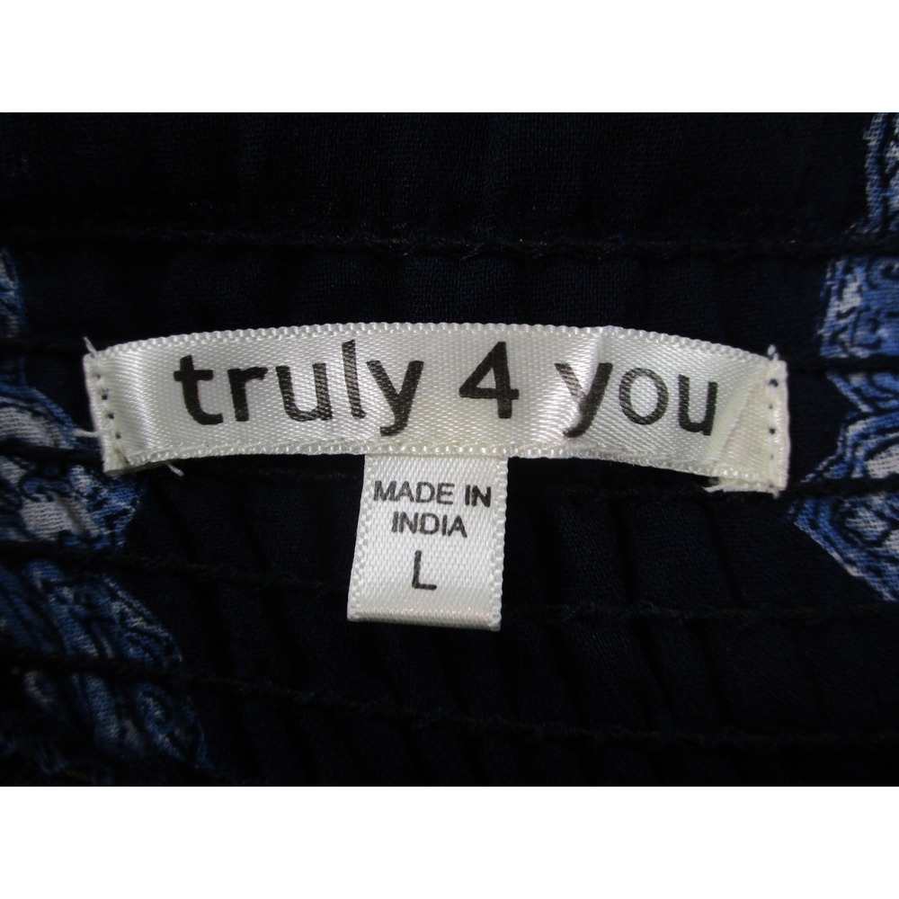 Truly 4 You Womens Navy Blue Paisley Smocked Waist Midi Skirt Large L Bandana - Picture 4 of 11